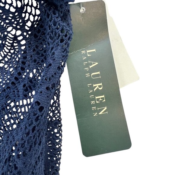 NWT Lauren Ralph Lauren One Piece Lace Navy Swimsuit Size 14 - Picture 7 of 10